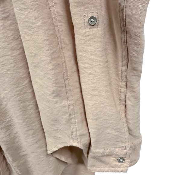 Calvin Klein Jeans Dusty Rose Button Down‎ Roll Tab Long Sleeve Blouse Womens S - Picture 8 of 11
